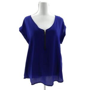 Sage & Vicky Blue V Neck Cap Sleeve Top - Women's Size Medium - Business Casual